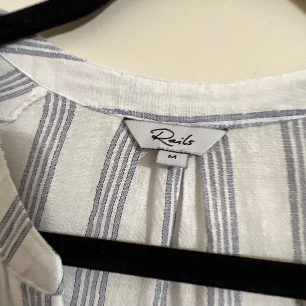 Rails Marti Cayman stripe medium boho peplum button down top - Picture 2 of 11